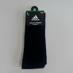 Adidas Black Utility Stirrup Baseball Socks, 7”, Size Large NWT